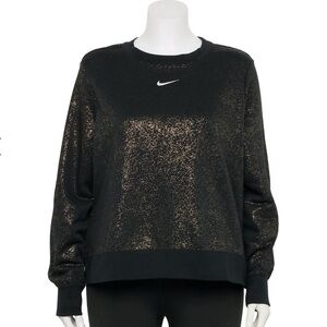 Nike Shimmery Gold and Black Crewneck Pullover Sweatshirt L/XL